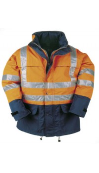 BRIGHTON Hi-vis rain jacket Orange and Navy