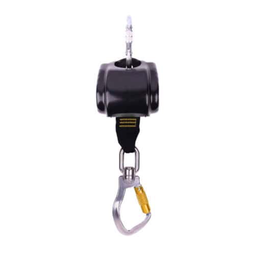 RGA1 fall arrest block with webbing and karabiner hook, 2.5 m length isolated on white background