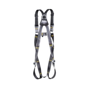 RGH2 grey and black full body safety harness with front and rear D-rings on white background