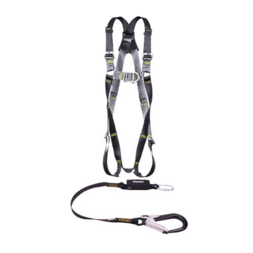 RGHK2 scaffolders kit with grey and black full body safety harness and shock absorbing lanyard with hook