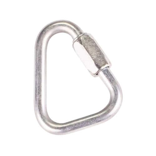 10mm steel screwgate delta link maillon with threaded sleeve closure on white background