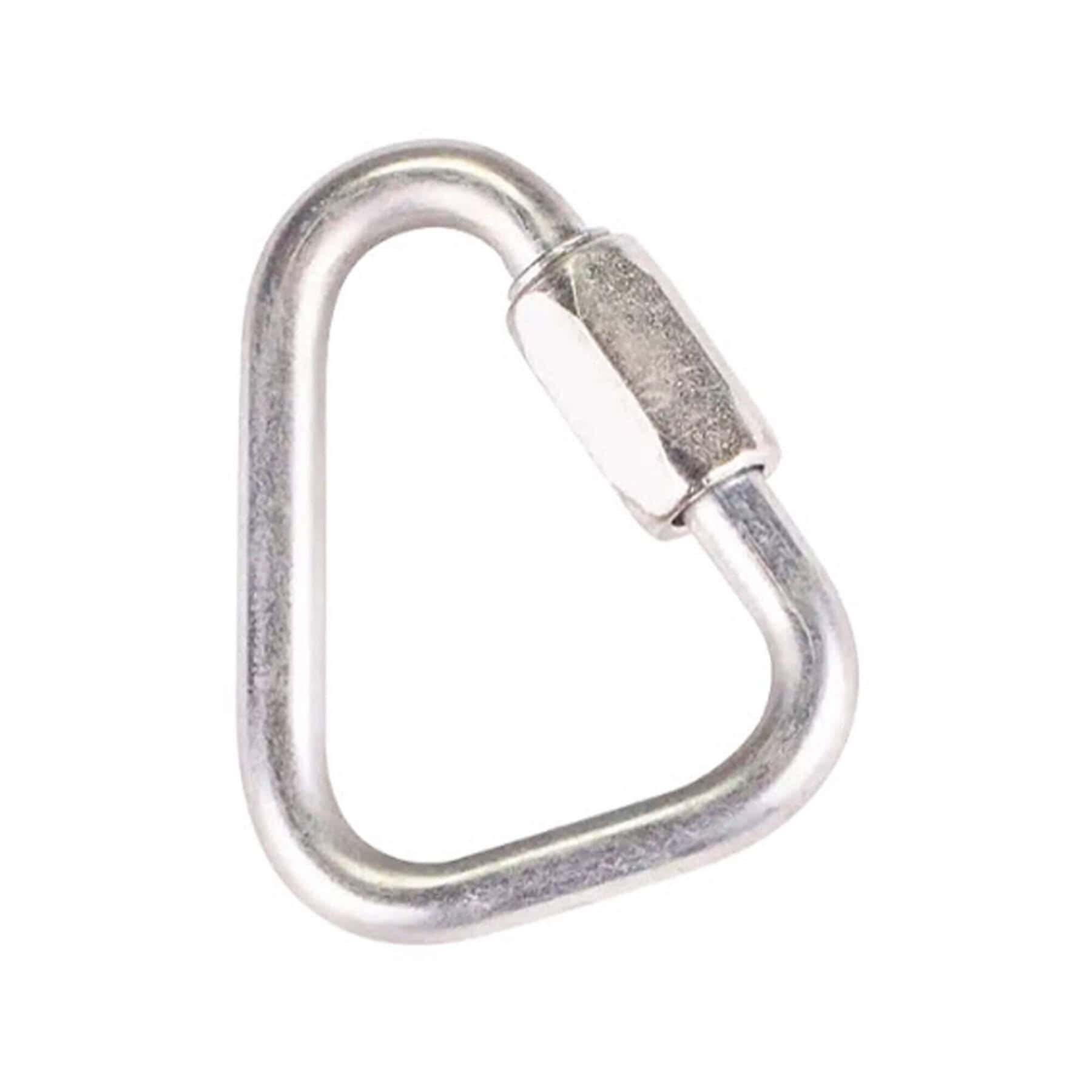 10mm steel screwgate delta link maillon with threaded sleeve closure on white background