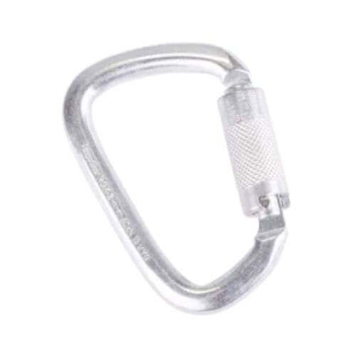 RGK3 24mm steel twistlock karabiner with knurled locking sleeve on white background