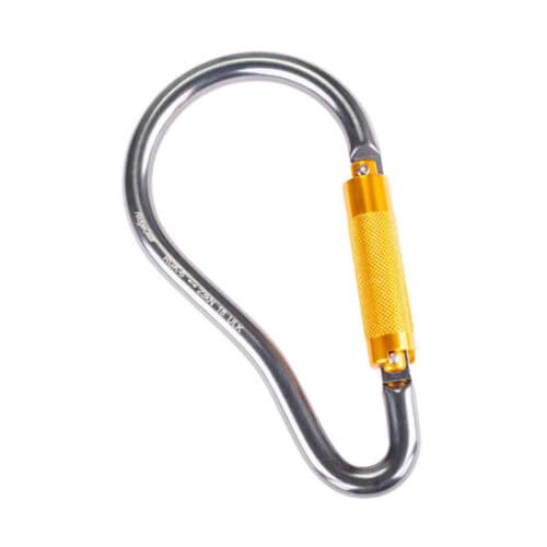 RGK6 54mm aluminium twistlock scaffold karabiner with gold knurled sleeve and captive pin