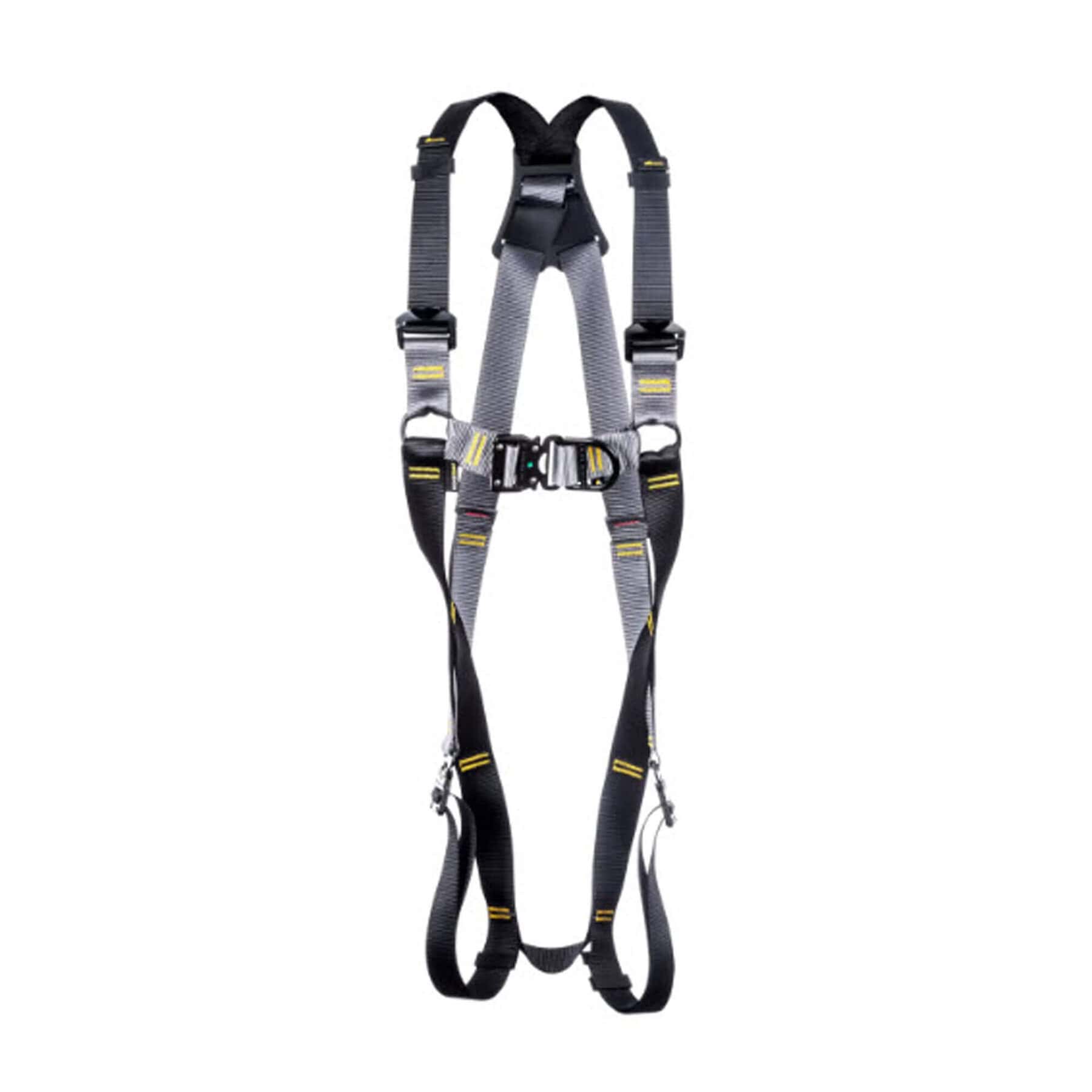 RGH2 fast fit full body safety harness with fast fit buckles and front and rear D rings on white background