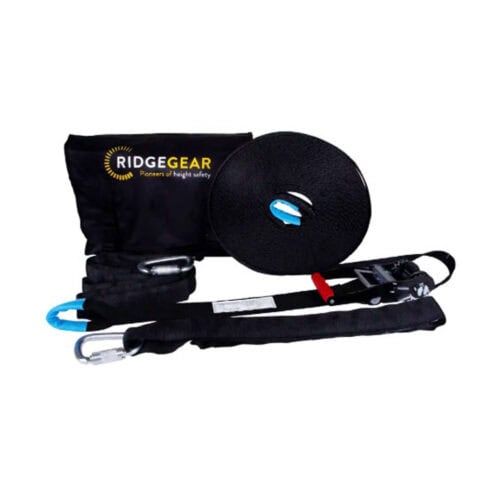 RGHL1 horizontal temporary lifeline kit with webbing strap, ratchet tensioner, carabiners and storage bag