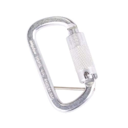 RGK15 12mm steel triple action karabiner with captive pin and screw sleeve gate on white background