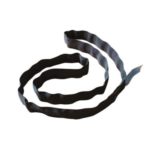 RGK26 black anchorage sling strap laid in loose loops on a white background