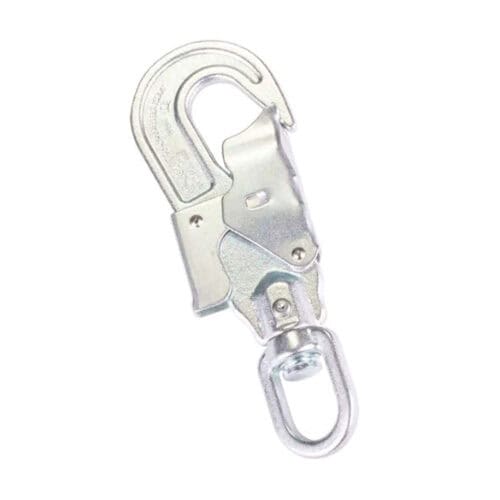 21mm steel double action swivel snap hook with captive eye on white background