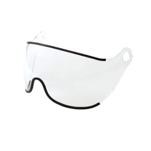 Clear RidgeGear helmet visor with black trim and side mounting holes
