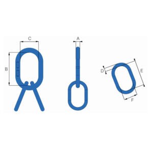 Technical drawing of HACK10 grade 10 sub assembly link with labelled dimensions A to F