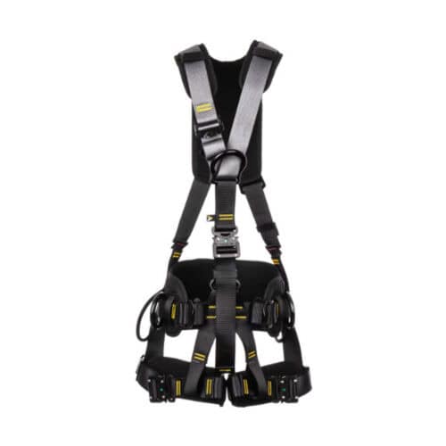 RGH15 work positioning comfort harness with padded back panel and waist belt, grey and black straps with buckles