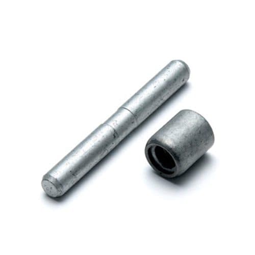 Metal connector pin and socket from HACK8 spare pin kit on white background