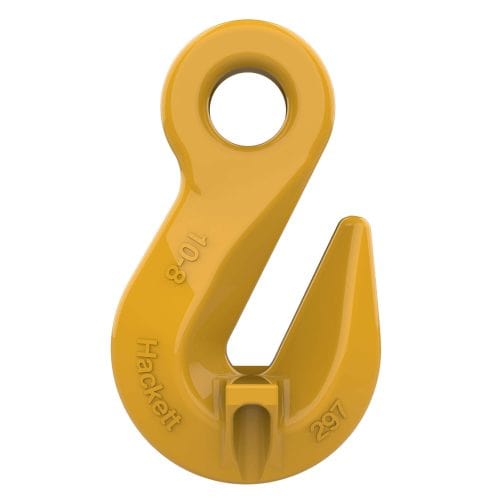 Yellow Hackett HACK8 eye shortening grab hook with open latchless throat and top eyelet