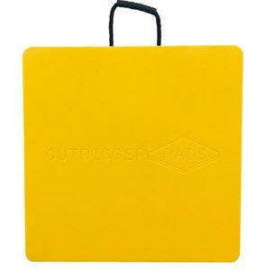 Yellow square outrigger pad with rounded corners and black carry handle