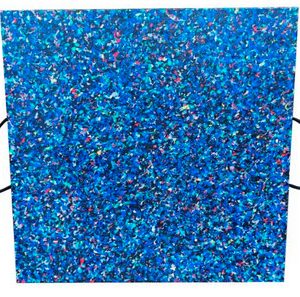 Square blue speckled outrigger pad with two metal side handles on white background