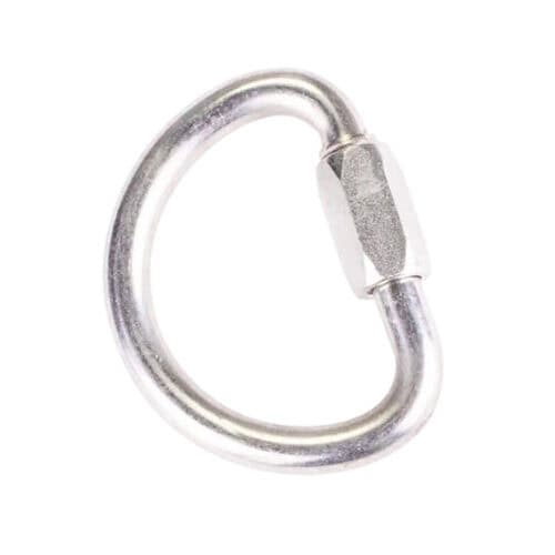 10mm screwgate delta link maillon in silver metal on a white background