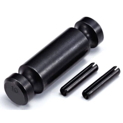 Black HACK10 spare clevis load pin with two split pins on white background