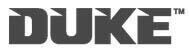 DUKE logo in bold black lettering on a white background