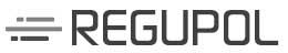 REGUPOL wordmark with three horizontal lines icon on the left in grey and black
