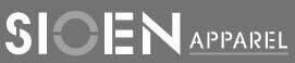 Sioen Apparel logo in grey with white uppercase text and a circular design in the letter O
