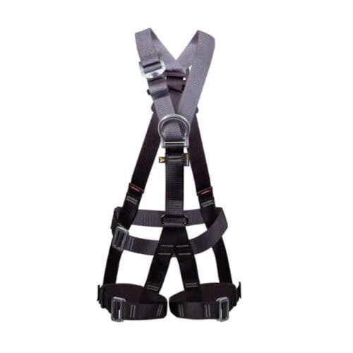 RGH3 unisex full body safety harness with front and rear D rings in black and grey webbing