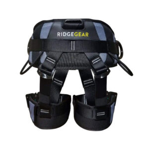 RidgeGear RGH7 sit work positioning harness with padded waist belt and leg loops in black and grey