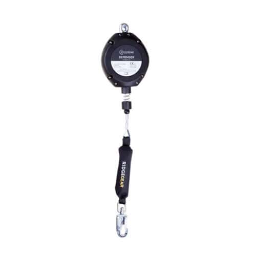 Ridgegear Defender fall arrest block with metal anchoring eye and hook on white background