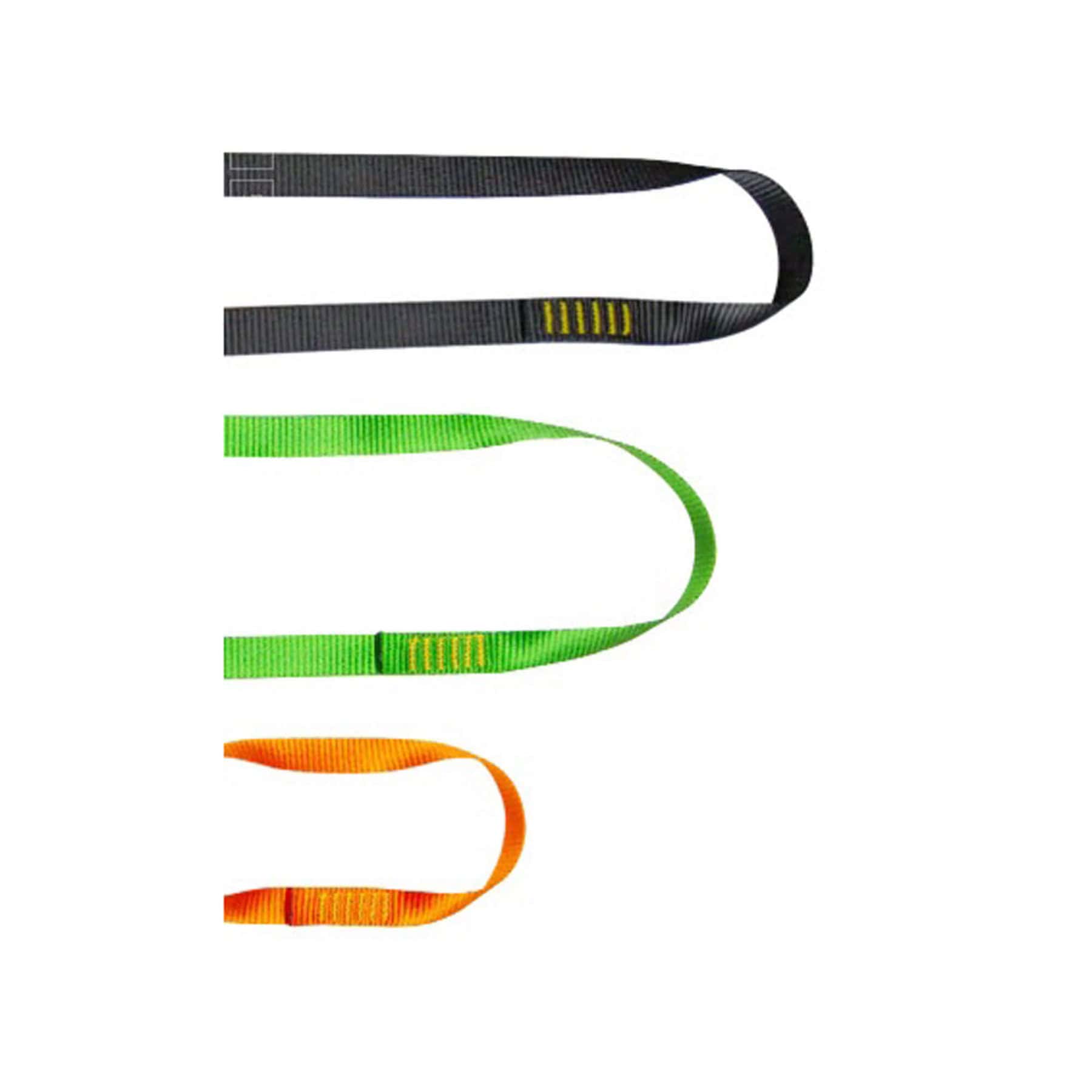 RGK27 polyester sling shown in black, green and orange webbing loops on white background