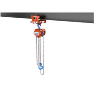 WH C4 QT chain hoist mounted on a beam with hanging load chain and blue lifting hook