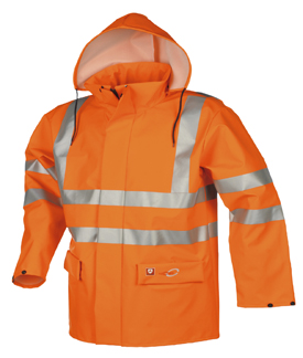 Flame retardant, anti-static hi-vis rain jacket